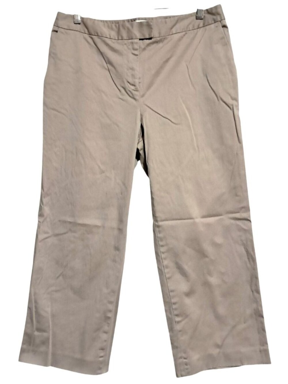 Liz Claiborne Capri Pants Womens Size 10 Jackie Khaki Wide Leg Cotton Blend Casu